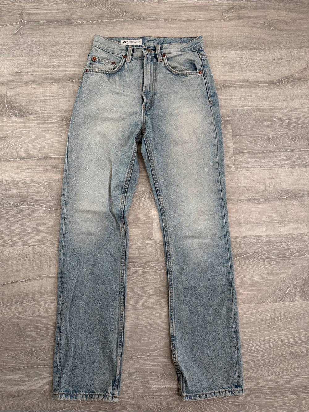 Zara Light Blue Straight-Leg Jeans